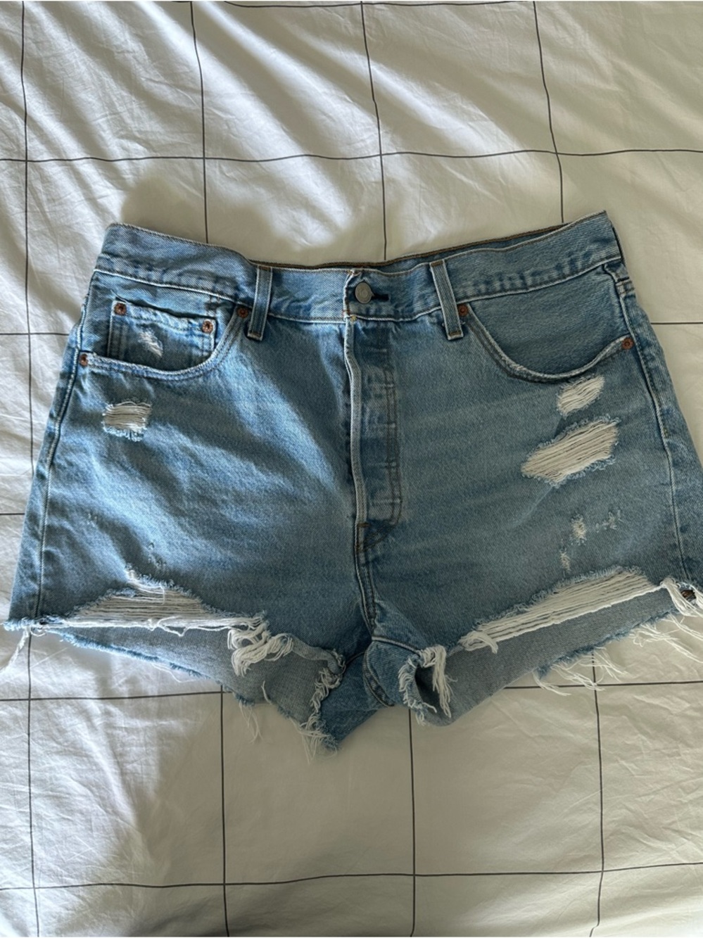 Levi’s 501 Classic Distressed Denim Women’s Shorts - Light Blue